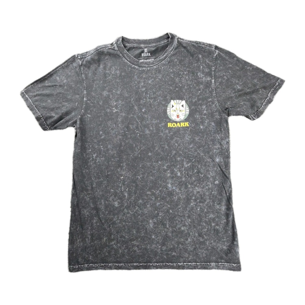 Roark "Helkats" Organic Graphic Tee – Stone‑washed Black, Size Small
